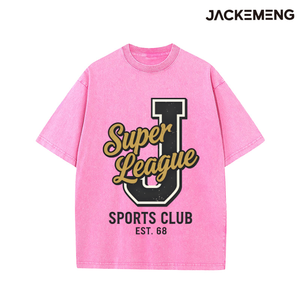 Camiseta Oversize de Algodón Lavado con Estampado Temático de Club de la Superliga Deportiva con Letra <span class=keywords><strong>J</strong></span>, Estilo Retro Casual, Almacén de EE. UU. - Product Image 5