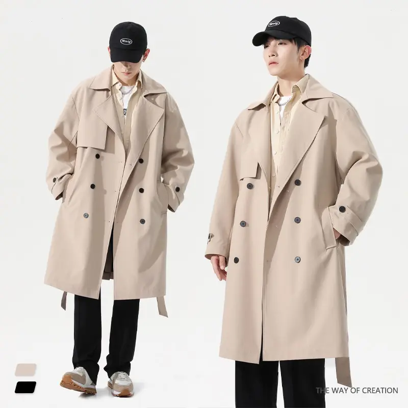 Alephan trench male winter long style belt cloak casual large fall 2022 long trench coat