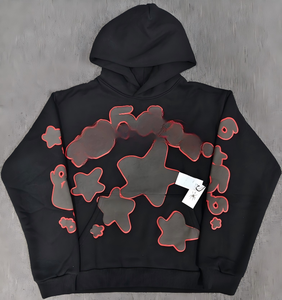 Felpa con Cappuccio in Velluto di Cotone Pesante 450g Stile Star Originale Invernale con Stampa in Schiuma a Ragnatela - Product Image 6