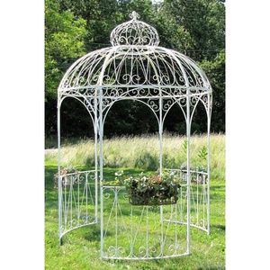 Gazebo et <span class=keywords><strong>pavillon</strong></span> de pergola ronds en fer forgé blanc antique revêtus de poudre à <span class=keywords><strong>vendre</strong></span> - Product Image 2