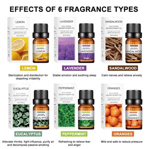 Ensemble d'huiles essentielles pures Lavande Citron Bois de <span class=keywords><strong>santal</strong></span> 100% pures pressées à froid Parfum longue durée - Product Image 2