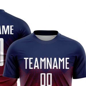 Camiseta de Fútbol Azul Marino y Roja de Manga Corta, Uniforme Deportivo Transpirable de Secado Rápido, Ligero y de Alto Rendimiento - Product Image 4