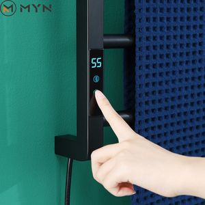 Haute qualité <span class=keywords><strong>noir</strong></span> <span class=keywords><strong>mat</strong></span> chauffe-serviettes sèche-linge support température constante mural électrique chauffant porte-serviettes porte-serviettes - Product Image 2