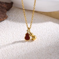 Collier traditionnel plaqué or avec pendentif gourde rouge pour femme, idéal pour le quotidien, ornements féminins haut de gamme, vente en gros TGXL14668