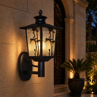 Lanterne murale extérieure de style asiatique avec motif en bambou pour l'éclairage des jardins de villas