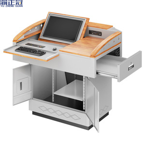 Atril multimedia Yu Zhengguan de acero o madera para el aula, escritorio para profesores con almacenamiento para computadora - Product Image 2