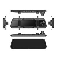 Caméra de tableau de bord XZH 9,66 pouces 4K à double objectif, rétroviseur avec projection Android CarPlay, écran tactile IPS, vision nocturne avant et arrière, DVR