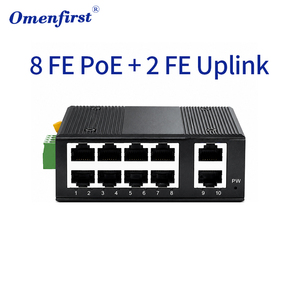 מתג PoE תעשייתי 8 יציאות 10/100Mbps עם 2 חיבורי Uplink מהירים, מתח DC 12V-54V, מארז מתכת להתקנה על פס דין, יצרן - Product Image 1
