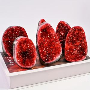 Cristales de Geoda Roja Teñidos Ecológicos de Alta Calidad, Venta al por Mayor, Forma Irregular para Meditación y Decoración del Hogar - Product Image 6