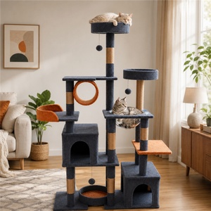 BSCI Audited Factory Modern Grey Multi Level Tower with Orange Condo for High End Boutique <b>Cat</b> <b>Tree</b> - Product Image 1