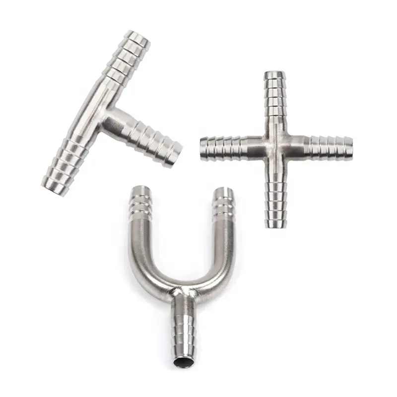 High Quality Stainless Steel 3 Way Hose Barb Fitting T Shape Barb Connector with 8mm Beer Line