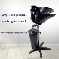 Bac à laver les cheveux en métal et plastique vertical mobile pratique avec fonctions de levage et de positionnement assis pour les outils de coiffure de salon