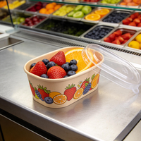 Bol à salade carré en papier kraft imprimé sur mesure, jetable et compatible micro-ondes, pour la restauration rapide et les opérations de cuisine cloud