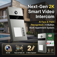 Interphone IP intelligent extérieur avec boutons d'appel multiples, système de visiophonie 2K IP65, caméra de sécurité pour appartements