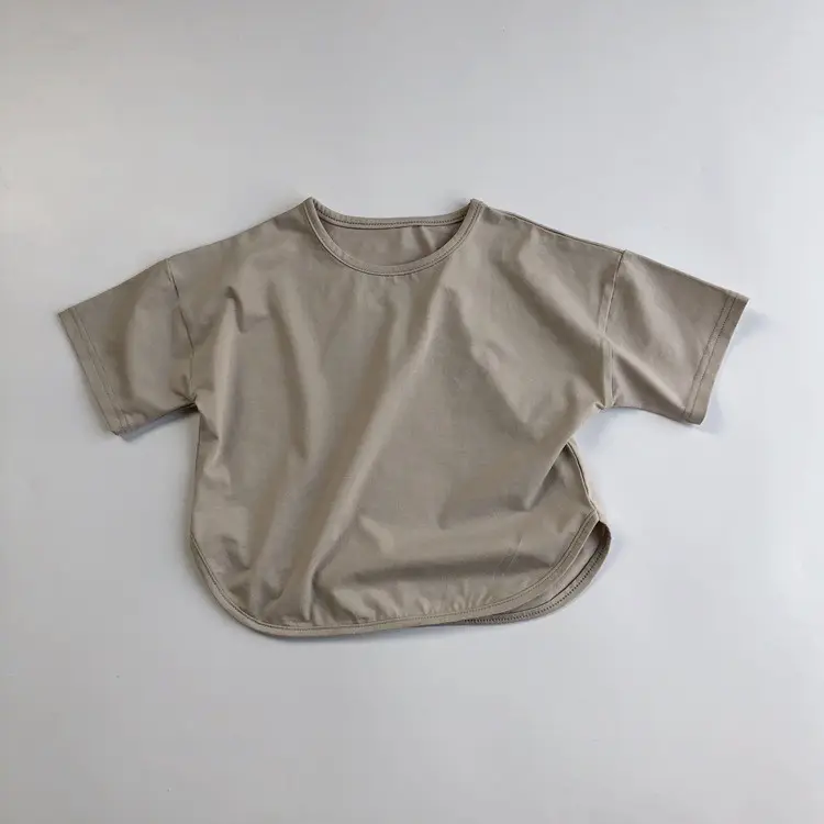 カスタム100% オーガニックコットンキッズプレーンTシャツトップス男の子女の子赤ちゃん基本無地服子供幼児男の子Tシャツ