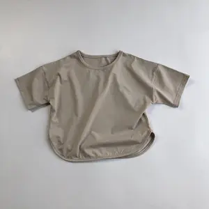 Kustom 100% Katun Organik Anak-anak Polos T Shirt Tops untuk Bayi Laki-laki Perempuan Pakaian Warna Solid Dasar Anak-anak Balita Laki-laki T-shirt