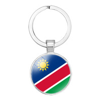 Porte-clés Drapeau Namibie en Verre de Qualité, Accessoire de Sac, Pendentif, Anneau Porte-clés, Design National des Pays, Personnalisé, Vente en Gros Pas Cher