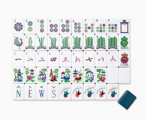 Set di Mahjong e <span class=keywords><strong>Scacchi</strong></span> Portatile di Lusso a 4 Livelli in Stile Americano per Bambini, 160 Tessere Blu Navy, Design Pieghevole in Plastica - Product Image 2