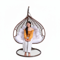 Usine personnalisée moderne rotin suspendu oeuf chaise balançoire coussin imperméable capacité 2 personnes cour extérieure hôpital Villa
