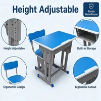 Ensemble bureau et chaise réglables en hauteur pour étudiants, mobilier scolaire ergonomique pour la maternelle, la primaire, la salle de classe, ensemble de table d'étude