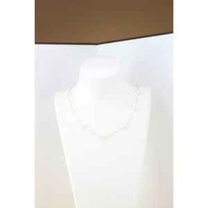 คีมกระดาษสร้อยคอมุกฟิกาโร 18K ทองคําขาวเพชร 4 มม.สร้อยคอมุกน้ําจืดพิสดาร - Product Image 6