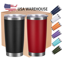 Gobelet en acier inoxydable de 20oz avec couvercle en poudre de style américain, tasse à café isolée sous vide à double paroi pour les voyages en voiture.