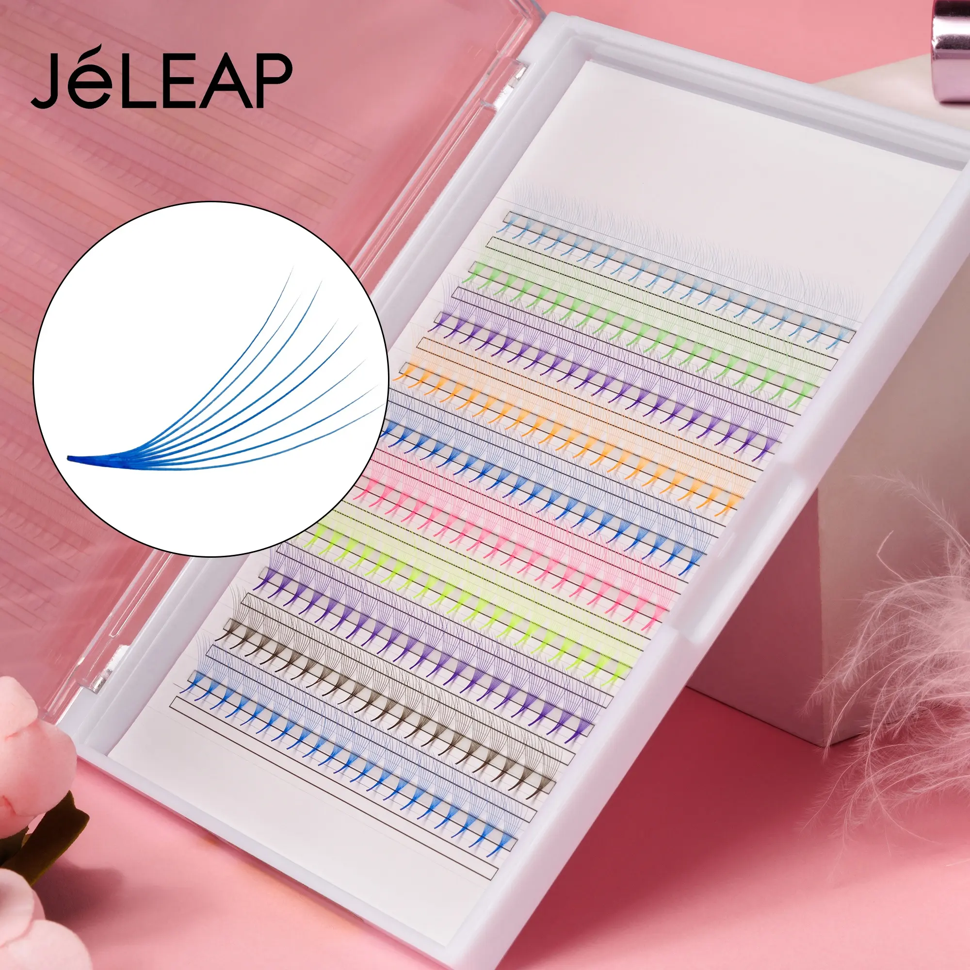 Private Label Mixed Colored Mega 0.07 12mm 8D Pointy Base Premade Volume Fan Eyelash Extension