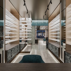 Design d'intérieur moderne pour magasin de lunettes de soleil, présentoirs personnalisés pour lunettes, mobilier de magasin d'optique - Product Image 3