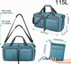 Men Women's Waterproof Geometric Pattern Polyester Travel Duffel Bag Weekender Zipper Closure Tear Resistant <b>Shoes</b> Compartment - Product Image 2