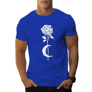 Fabriek Outlet Goedkope T-Shirt Voor Mannen Splash Painting Rose Maan Grafische T-Shirts Zomer Hoge Kwaliteit Katoen Casual Heren T-Shirts