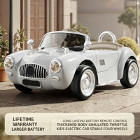 Voiture jouet électrique à quatre roues télécommandée rechargeable pour enfants, style vintage, pour garçons et filles