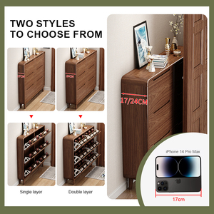 Tủ giày gỗ tự nhiên cao cấp, kiểu dáng hiện đại, siêu mỏng, dùng để đựng giày dép trong phòng khách - Product Image 4