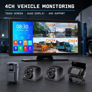 Moniteur DVR tactile 10,26 pouces 4CH Full HD 1080P AHD avec système d'enregistrement en boucle à quatre écrans pour voiture, camion, bus, camping-car, véhicule - Product Image 1