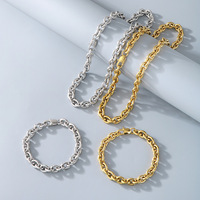 Bracelet et collier tendance en acier inoxydable, chaîne O multi-tailles, chaîne vierge avec fermoir mousqueton, accessoires de mode unisexe