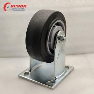 Roulettes CARSUN à plaque supérieure, roues TPR noires de 5 pouces, robustes, industrielles, avec roulements en acier et protections filetées pour la base - Product Image 3