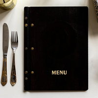 Carpeta de Menú Personalizada de Lujo con Cubierta de Madera y Correa de Cuero para Restaurante, Hotel, Bar de Vinos, Promoción Empresarial
