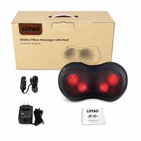 Coussin de massage électrique chauffant Shiatsu à 4 points de pression pour siège de voiture, cou/dos/mollets/bras/jambes, avec télécommande sans fil et alimentation USB