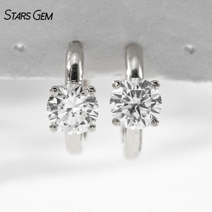 Pendientes de Aro de Diamantes Cultivados en Laboratorio, Chapados en Rodio, Oro Sólido de 18K, Joyería Fina Unisex de Lujo StarsGem, 1.07ct DEF VS, Corte Brillante, Modernos - Product Image 5