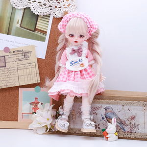 Für 30 cm (12 Zoll) 1/6 BJD Puppen-Outfit-Set Hübsches Mädchen Lolita Prinzessinnenkleid mit Kopfschmuck Dienstmädchenkleid Niedliche Rosa Kleidung und Puppe - Product Image 5