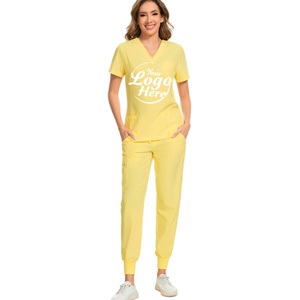 Women's Nurse Uniform <b>Scrub</b> Set Stretch <b>Scrub</b> <b>Top</b> Pants 8 Pockets Natural Cool Jogger Style Hospital Use 100% Polyester - Product Image 5
