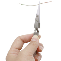 Pince à épiler en céramique inversée antistatique en acier inoxydable pince à épiler droite à pointe incurvée conductrice résistante à la chaleur