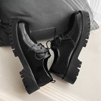 Chaussures habillées pour homme de style britannique à semelle épaisse, à lacets robustes, en cuir brillant, pour le bureau