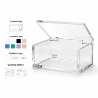 Boîte en acrylique transparente personnalisée avec couvercle à charnière, boîte de rangement transparente pour bijoux, cosmétiques, cadeaux, emballage de vente au détail