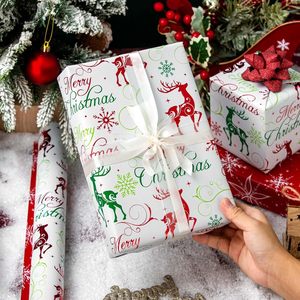 Christmas <b>Wrapping</b> <b>Paper</b> Reindeer Snowflake Design 17 In X 32.8 Ft Reversible Gift Craft Packaging <b>Paper</b> - Product Image 6