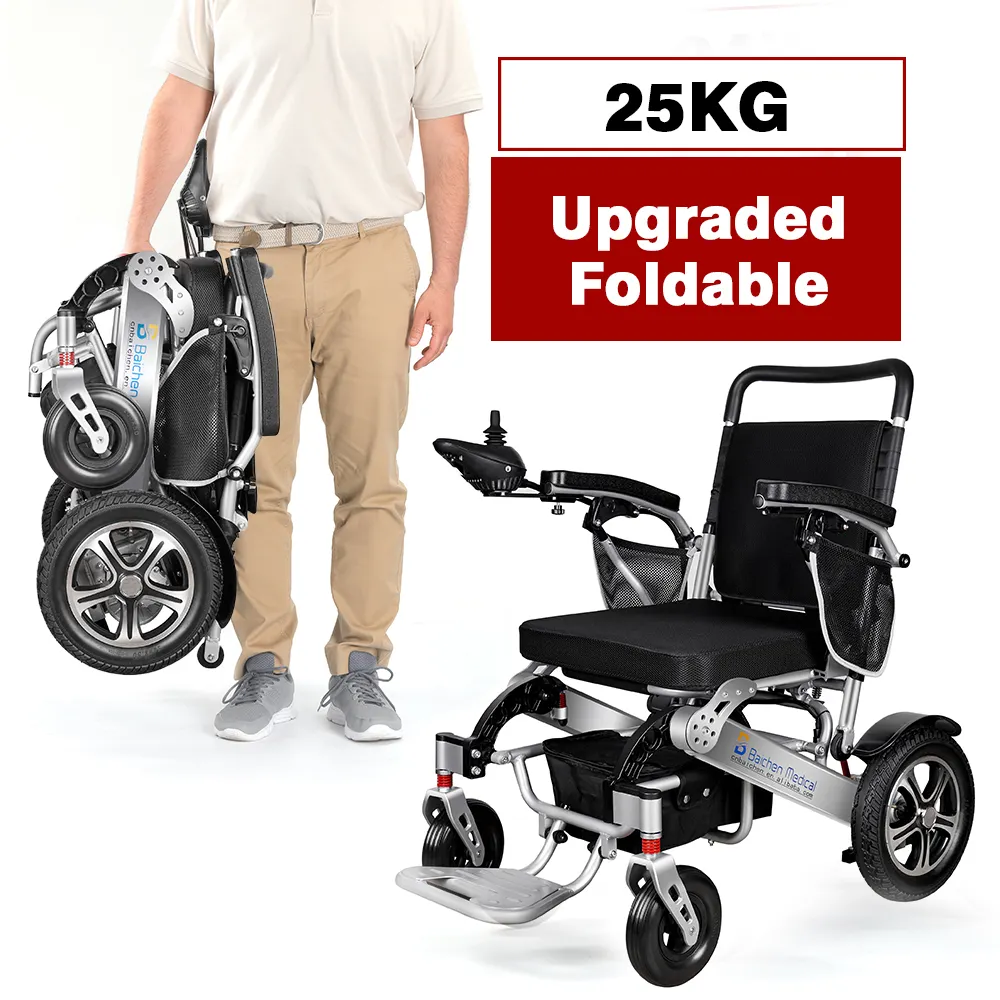 2024 nueva silla de ruedas motorizada con batería de litio portátil, silla de ruedas eléctrica plegable más ligera para adultos
