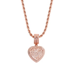Collar de Metal Dorado Colorido para Mujer, Colgante de Corazón con Circonitas Cúbicas, Cadena de Tenis, Joyería Hip Hop Iced Out, Artículos de Regalo - Product Image 6
