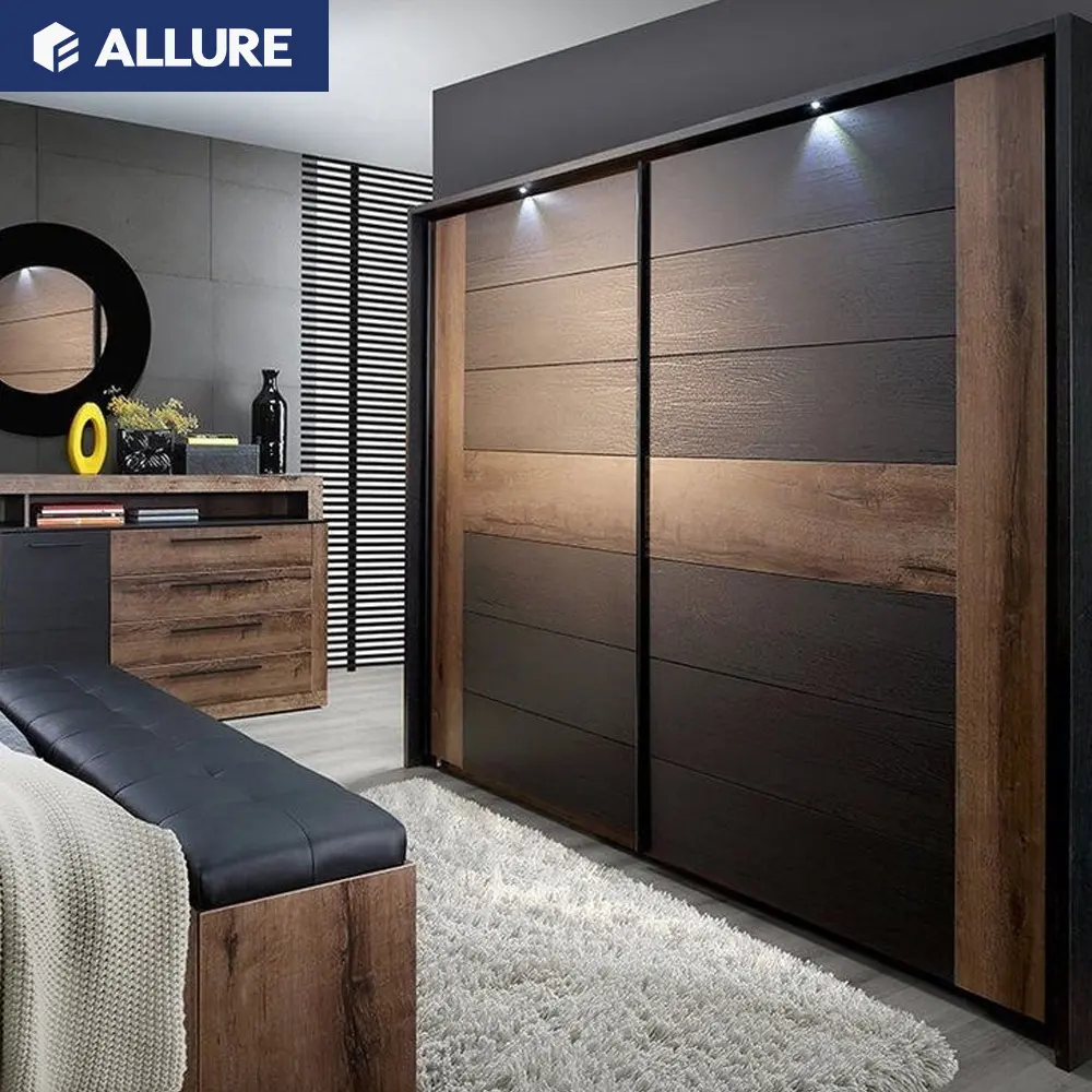 Allure เฟอร์นิเจอร์ห้องนอนไม้คู่สี Amoires ตู้เสื้อผ้าออกแบบลามิเนตผสมสี
