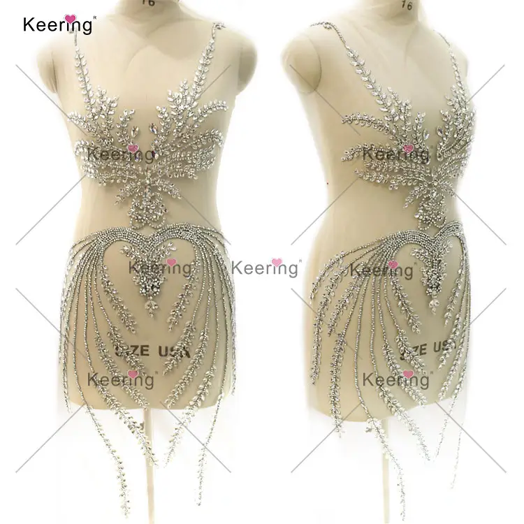 WDP-427 Keering New Princess Africa Wedding Dress Lace Crystal Leaves Rhinestone Applique For Wedding Pageant Dresses