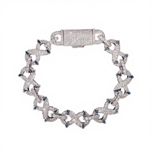 Moissanite Iced Engagement <b>Charm</b> <b>Bracelet</b> Rose Gold Plated 925 <b>Silver</b> Flower Design Sparkling Jewelry - Product Image 4