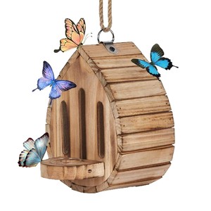 Maison à papillons en bois Caoxian Huake, abri pour insectes suspendu en extérieur, décoration de jardin, habitat en bois massif - Product Image 5